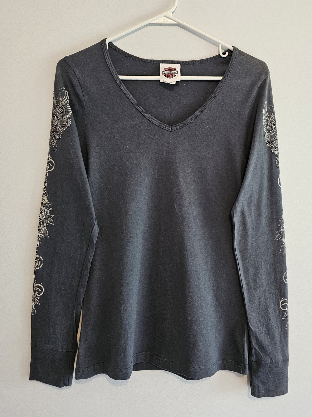 Harley-Davidson Women's Black V-Neck Long Sleeve Top